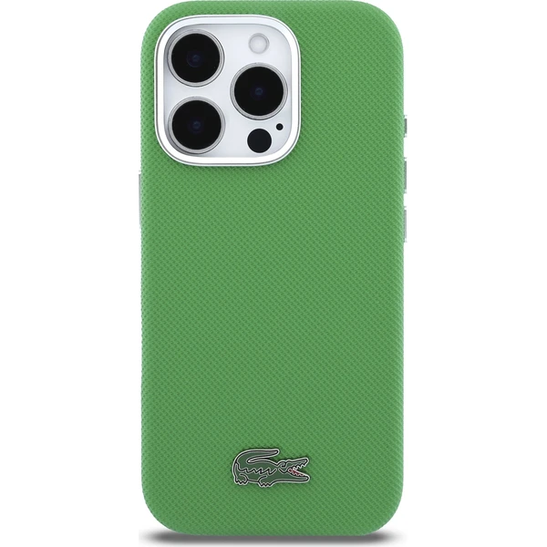 Lacoste PVC Iconic Petit Pique kovové logo MagSafe kryt iPhone 16 Pro Max zelený - Puzdra - Obrázok 6801c594a36840739e499828fa566833