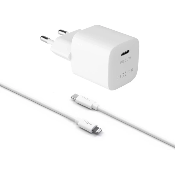 FIXED Mini set sieťovej nabíjačky s USB-C výstupom a USB-C/Lightning kábla, podpora PD, 1.2 meter, M - Nabíjačky - Obrázok 6807d75a25294e46a722f2778ea65d70