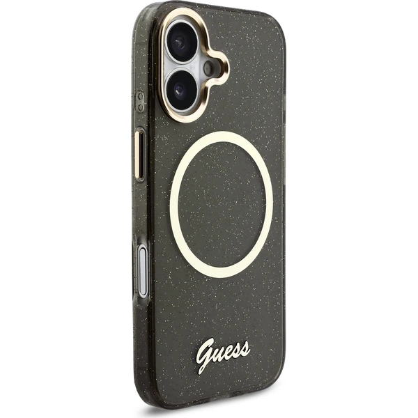 Guess IML Glitter Script Strap MagSafe kryt iPhone 17 čierny - Puzdra - Obrázok 681c06e6d92f43bd868f807a8bb6cb1b