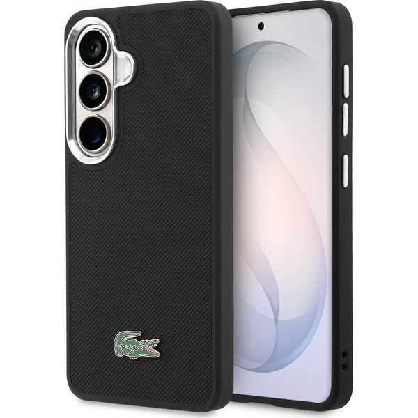 Lacoste Petit Pique Kovové logo Magnetický kryt Samsung Galaxy S26 čierny - Puzdra - Hlavný obrázok