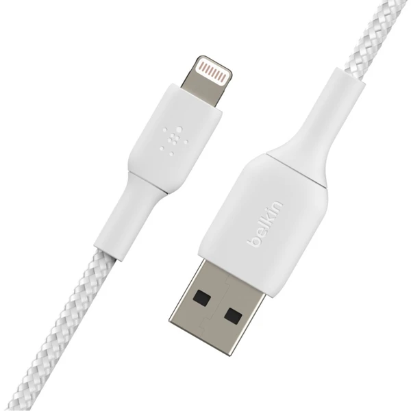 Belkin BOOST Charge Braided Lightning/USB-A odolný kábel, 1m, biely - Káble - Obrázok 6839400301