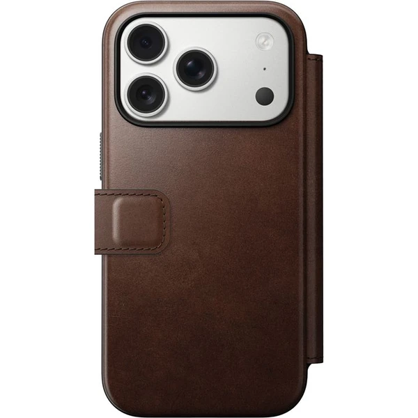 Nomad Modern Leather Folio (Horween) MagSafe kožené púzdro iPhone 17 Pro Rustic Brown - Puzdra - Obrázok 6845e49eff424d34972416d777ec47d9