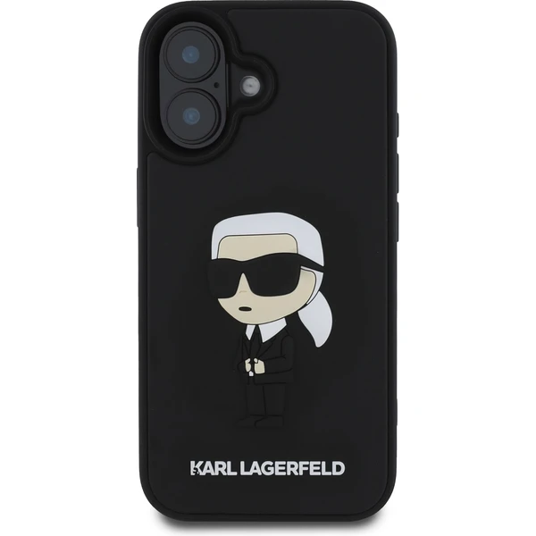 Karl Lagerfeld 3D Rubber Ikonik kryt pre iPhone 16 čierny - Puzdra - Obrázok 6847b936106b4b79b7f5489253c9eba8