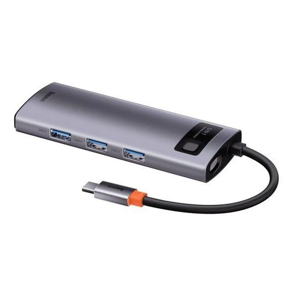 Baseus Metal Gleam 5v1 HUB Type-C (USB-C PD 100W, 3* USB 3.0, HDMI) sivý - USB huby - Obrázok 684SF00101
