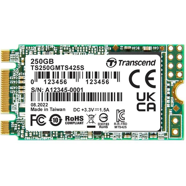 TRANSCEND SSD 425S 250 GB, M.2 2242 SSD, SATA3 B+M Key, TLC - SSD - Hlavný obrázok