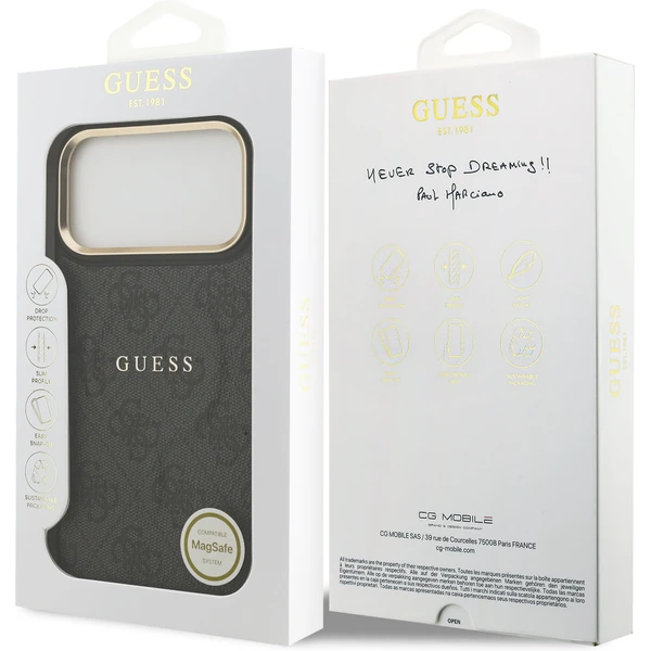 Guess PU Leather 4G Gold Frame MagSafe kryt iPhone 17 Pro Max čierny - Puzdra - Obrázok 687b8aa5fcc4441f8ff9e9efc2819d4d