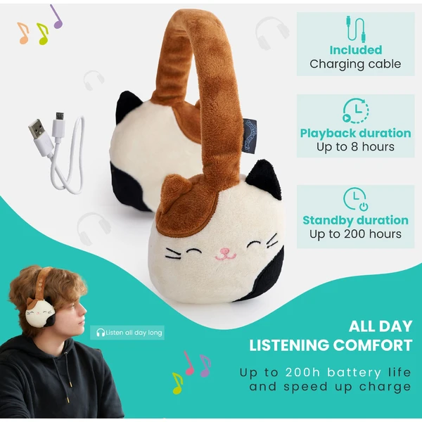 Lazerbuilt bezdrôtové slúchadlá Squishmallows - Cameron (plyšové) - Slúchadlá - Obrázok 68BG000K01