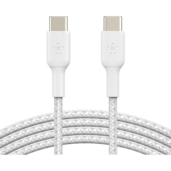 Belkin BOOST Charge Braided USB-C/USB-C odolný kábel, 1m, biely