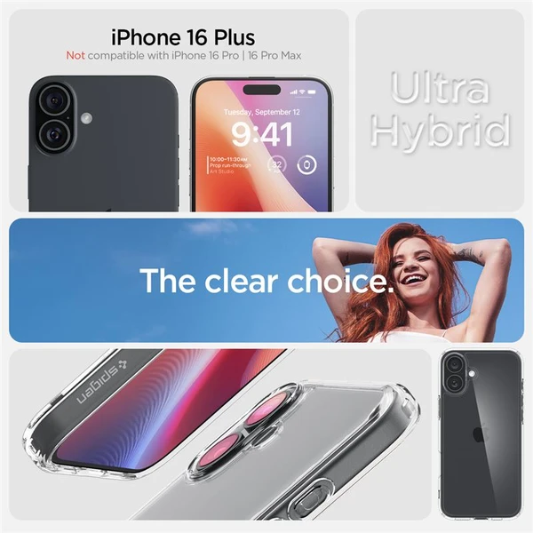 Spigen Ultra Hybrid kryt iPhone 16 Plus crystal clear - Puzdra - Obrázok 69615b45cd484b22b61e641ab87b78f3