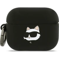 Karl Lagerfeld 3D Logo NFT Choupette Head silikónové puzdro pre AirPods Pro 3 čierne - Puzdra