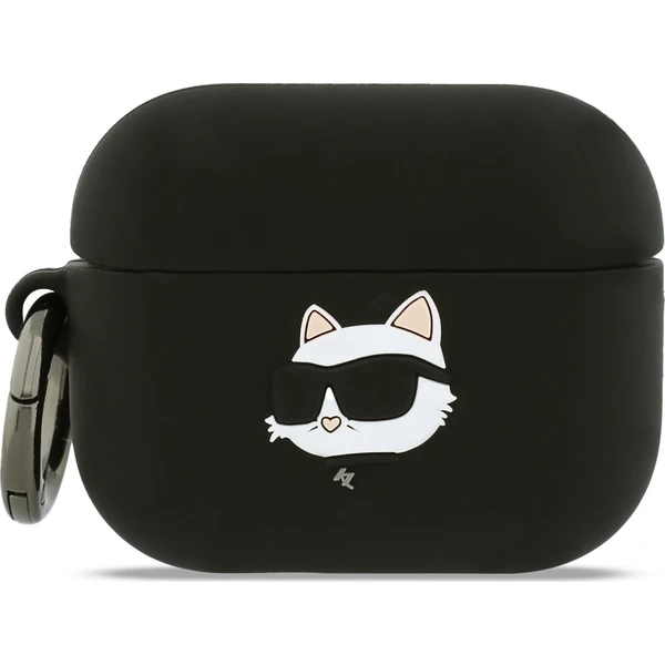 E-shop Karl Lagerfeld 3D Logo NFT Choupette Head silikónové puzdro pre AirPods Pro 3 čierne