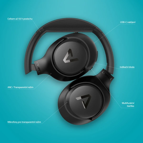 LAMAX BeatComfort1 ANC náhlavné slúchadlá čierna - Slúchadlá - Obrázok 696f837452654d048aa1372c1f0272d0