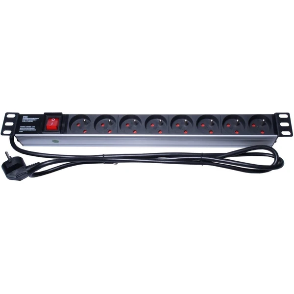 PremiumCord PDU 19" 1U 8x230V  - Zásuvky - Hlavný obrázok