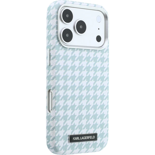 Karl Lagerfeld PU kryt iPhone 17 Pro modrý Houndstooth Resin Plate MagSafe - Puzdra - Obrázok 69a31f9d016b4d7fa0af78a4d6b0b6ab