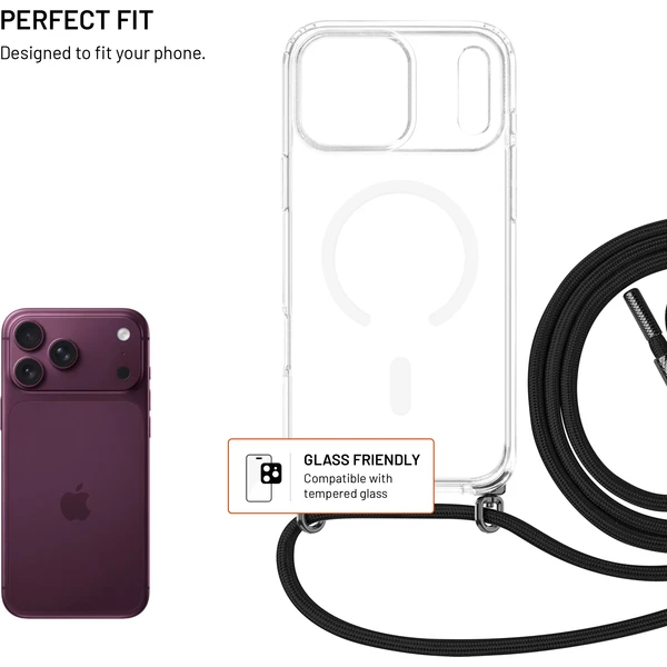 FIXED MagPure Neck kryt s čiernou šnúrkou na krk pre Apple iPhone 18 Pro Max - Puzdra - Obrázok 69bd42967cc54740ba3d0b1f678602c1