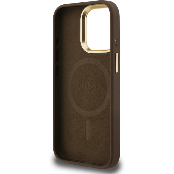 Guess PU 4G Strass Triangle Logo Stand Camera Frame MagSafe kryt iPhone 15 Pro Max hnedý - Puzdra - Obrázok 69e1276c96ad4dac88cca01a7223df7f