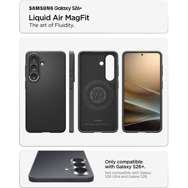 Spigen Liquid Air MagSafe kryt Samsung Galaxy S26+ matne čierny - Puzdra - Obrázok 69ea5829618c40dbb18d7b5209d0e666