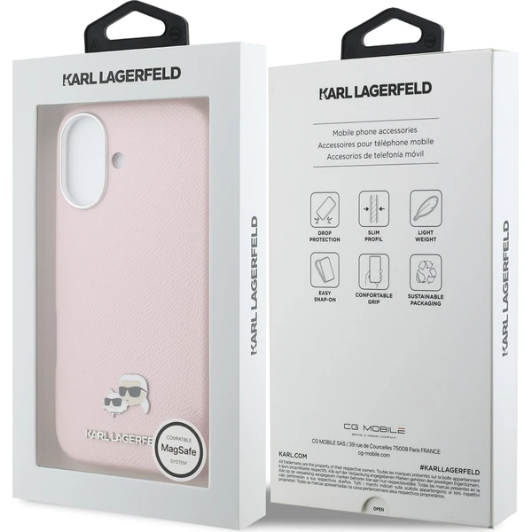 Karl Lagerfeld PU Karl and Choupette Heads Pins MagSafe kryt iPhone 17 ružový - Puzdra - Obrázok 69ee9d2fab1b4d1cada29e6959255d6b
