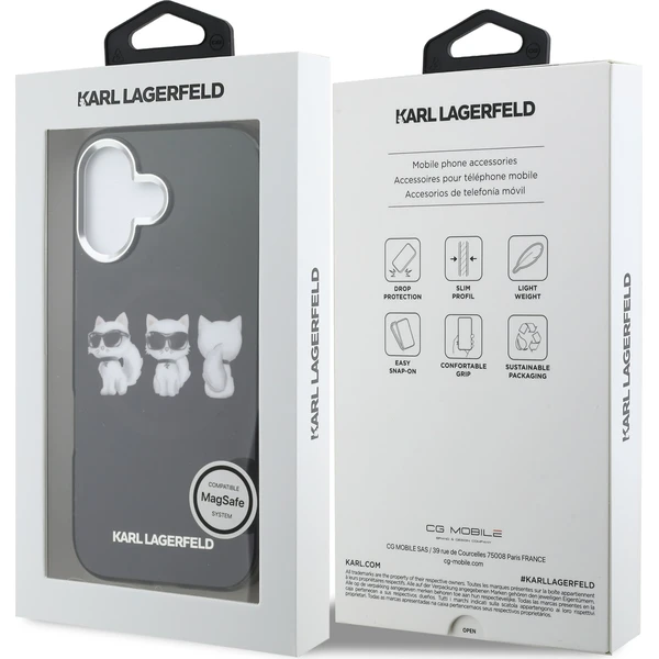 Karl Lagerfeld IML Choupette Trio Watercolor MagSafe kryt iPhone 17 čierny - Puzdra - Obrázok 69fe0180c8014e8e9250ff201f57b634