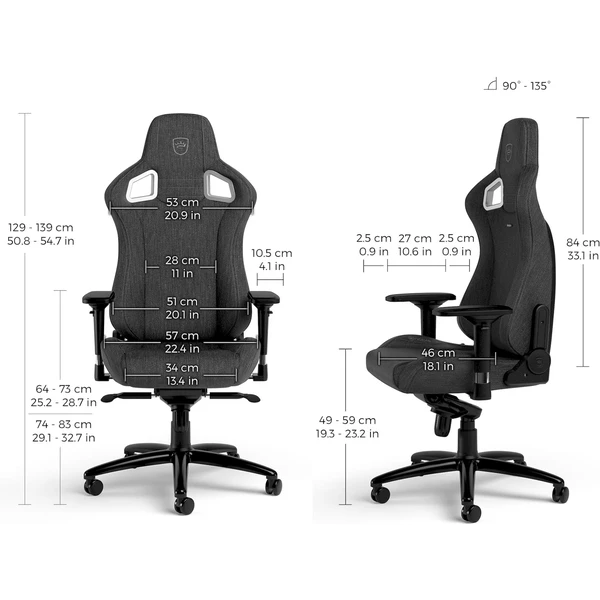 noblechairs EPIC TX látková herná stolička čierna - Stoličky - Obrázok 6AUA000J01