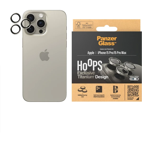 PanzerGlass HoOps ochranné krúžky Apple iPhone 16 Pro/16 Pro Max/15 Pro/15 Pro Max - prírodný titán - Ochranné fólie a sklo - Obrázok 6BD1000O01