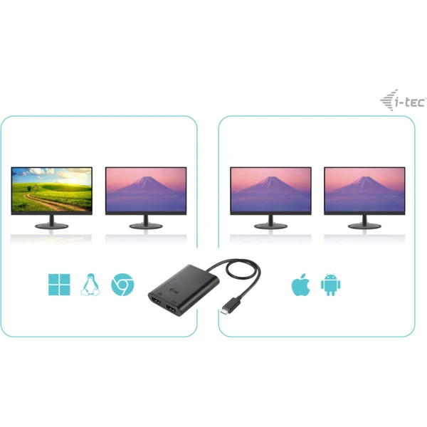 i-tec USB-C/2x HDMI redukcia čierna - Káble a redukcie - Obrázok 6CAS100501