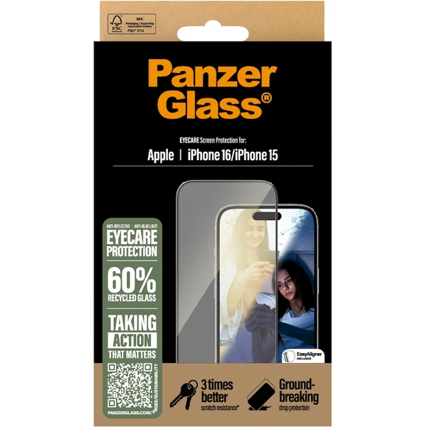 PanzerGlass® EyeCare sklo s antireflexnou vrstvou Apple iPhone 16/15 - Ochranné fólie a sklo - Obrázok 6D08000P01