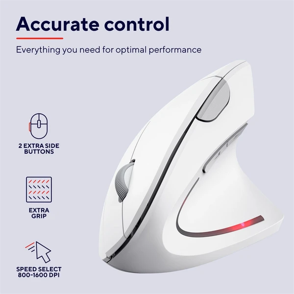 Trust Verto ergonomická bezdrôtová myš biela - Myši - Obrázok 6D30000P01