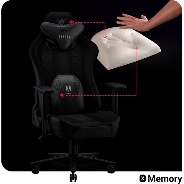 Diablo X-Player 2.0 King Size látková herná stolička bielo-čierna - Stoličky - Obrázok 6DCG000K01