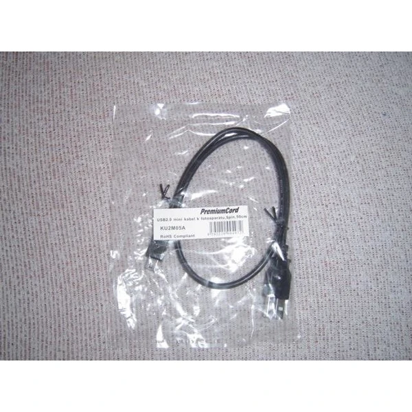 PremiumCord USB-A/MiniUSB-B kábel 0,5m čierny - Káble a redukcie - Obrázok 6DTU000501