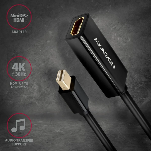 AXAGON Mini DisplayPort/HDMI 1.4 redukcia 0,18 m čierna - Káble a redukcie - Obrázok 6FD0700301