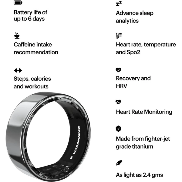 Ultrahuman Ring AIR šikovný prsteň veľ. 12 Space Silver - Chytré prstene - Obrázok 6FE6000P01