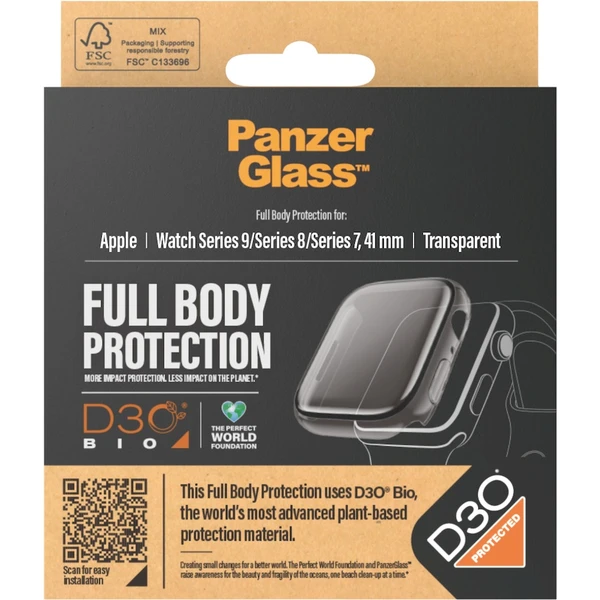 PanzerGlass Apple Watch 9/8/7 (41mm) ochranný kryt s D3O - číry rámček - Puzdra - Obrázok 6GC1000O01
