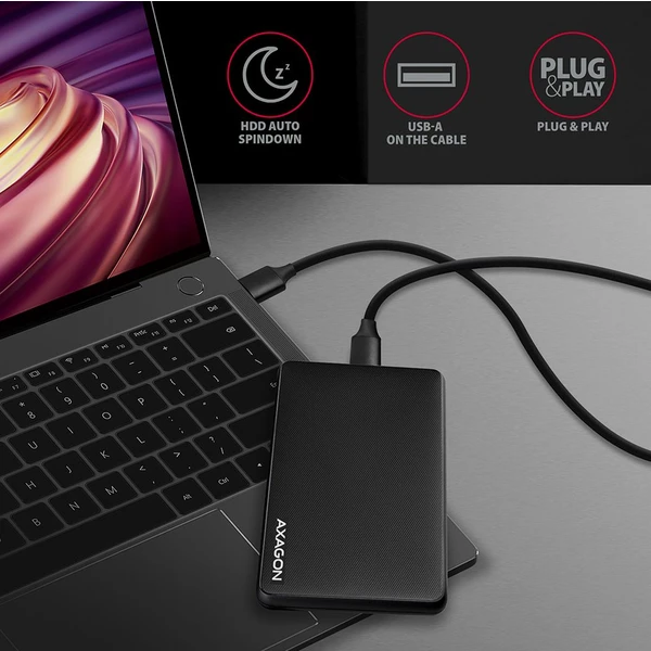AXAGON externý box pre 2,5 SSD/HDD - USB 3.2 Gen 1 čierny - Externé boxy - Obrázok 6GD0700301
