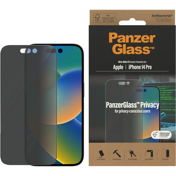 PanzerGlass™ Ultra-Wide Fit Privacy iPhone 14 Pro - Ochranné fólie a sklo - Obrázok 6GKG100501