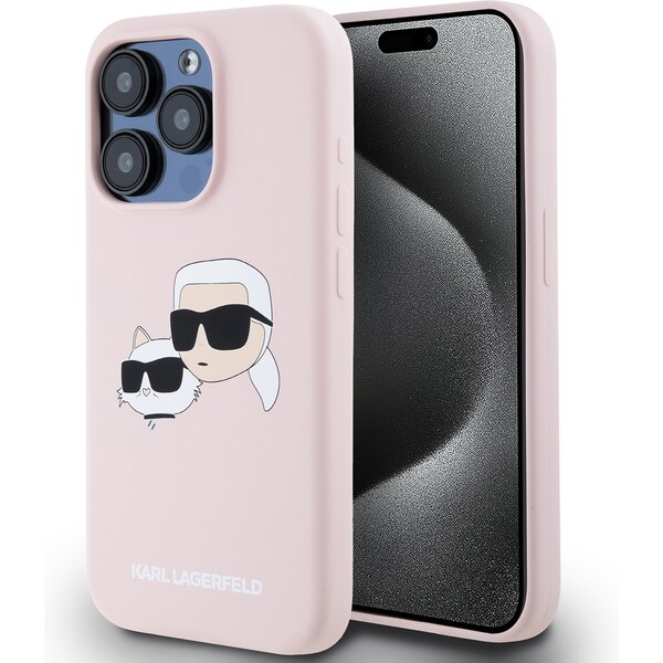 E-shop Karl Lagerfeld Liquid Silicone Double Heads Magsafe zadný kryt iPhone 15 Pre ružový