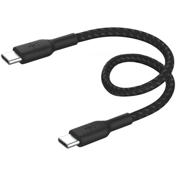 Belkin BOOST Charge Braided USB-C/USB-C odolný kábel, 15cm, čierny
