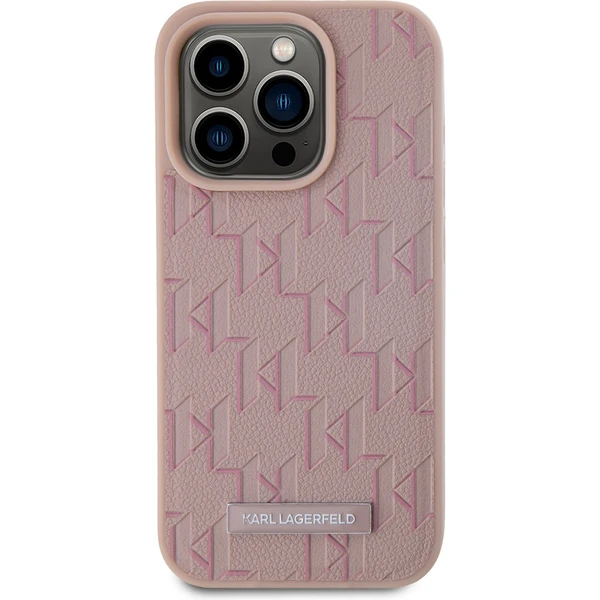 Karl Lagerfeld PU Leather Monogram Metal Logo Magsafe zadný kryt iPhone 15 Pro Max ružový - Puzdra - Obrázok 6JN5000J01