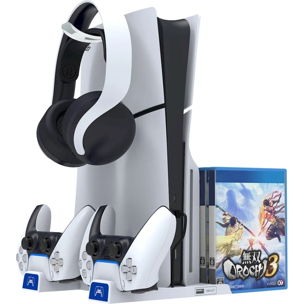 iPega P5S009 Multifunkčný Nabíjací Stojan pre PS5/PS5 Slim biely - Nabíjačky - Obrázok 6JU0000K01