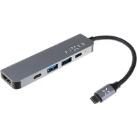 FIXED USB-C HUB Mini 5-portový pre notebooky a tablety sivý - USB huby
