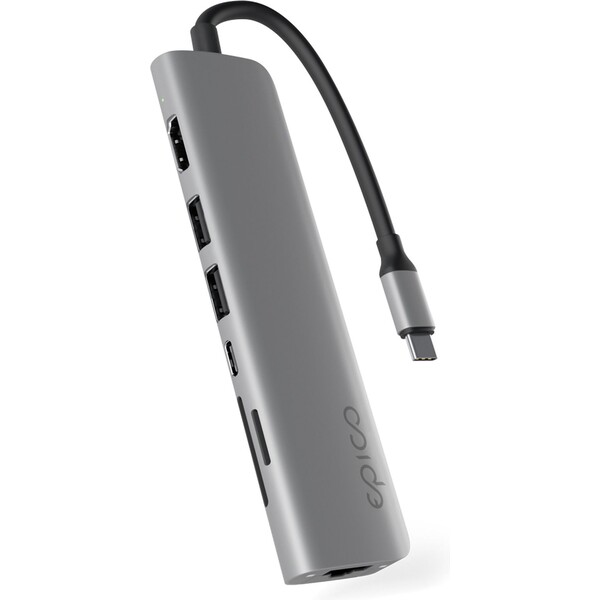 E-shop iWant by Epico 7v1 multimediálny hub 8K s USB-C vesmírne šedý