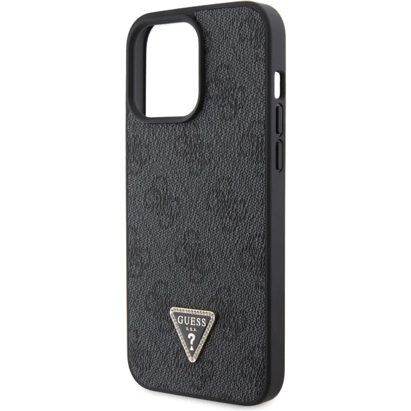 Guess PU 4G Strass Triangle Metal Logo kryt iPhone 15 Pro Max čierny - Puzdra - Obrázok 6KK8000601