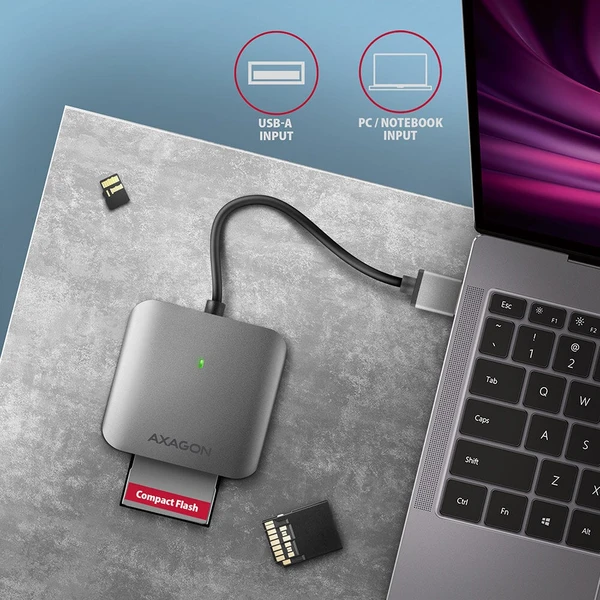 AXAGON CRE-S3 čítačka kariet USB-A sivá - Čítačky pamäťových kariet - Obrázok 6MS6000701