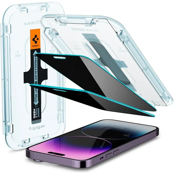 Spigen Glass EZ Fit Privacy 2 Pack ochranné sklo iPhone 14 Pro Max - Ochranné fólie a sklo - Hlavný obrázok