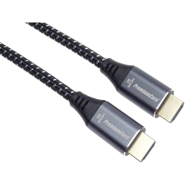 PremiumCord HDMI 2.1/HDMI 2.1 opletený kábel s ethernetom 8K 2m čierny - Káble a redukcie - Hlavný obrázok