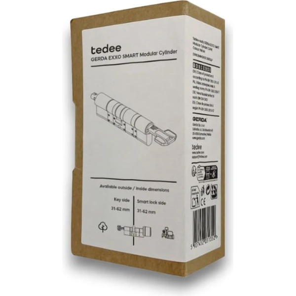 tedee európska modulárna vložka GERDA EXXO SMART 31-62 mm / 31-62 mm strieborná - Inteligentné zámky - Obrázok 6T9P000K01