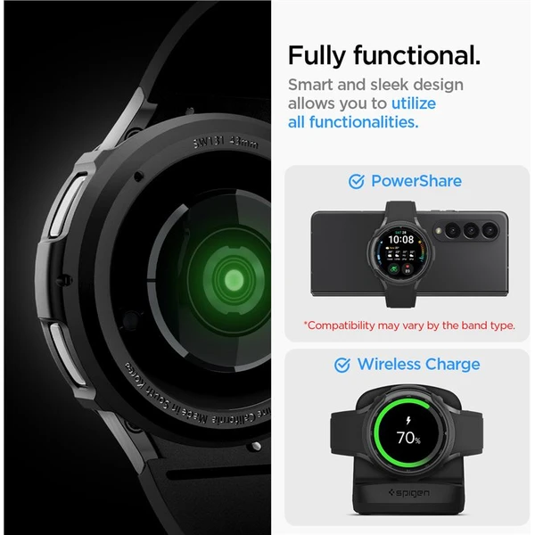Spigen Liquid Air púzdro Samsung Galaxy Watch6 Classic 43mm matne čierne - Puzdra - Obrázok 6VV3000N01
