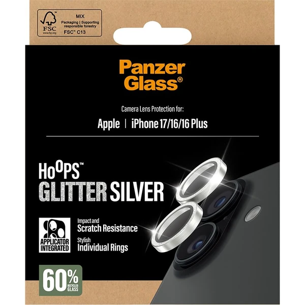 PanzerGlass® Hoops skla Apple iPhone 17/16/16 Plus trblietavo strieborné - Ochranné fólie a sklo - Obrázok 6YEH000K01