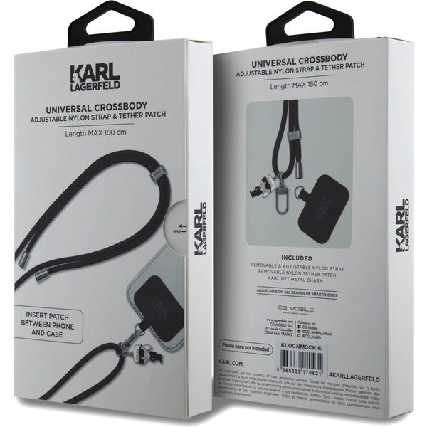 Karl Lagerfeld Universal Crossbody popruh Cord and Ikonik Pins čierny - Popruhy a crossbody - Obrázok 6ZBR100501