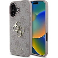 Guess PU 4G Metal Logo Zadný Kryt pre iPhone 16 Plus Pink - Puzdra